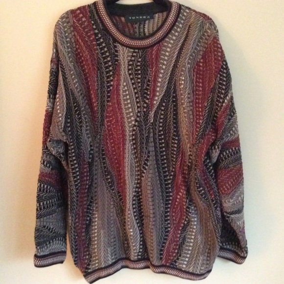 Tundra Other - VTG Tundra Canada Mens Size M Multi Colored Cotton Coogi Like Textured Sweater